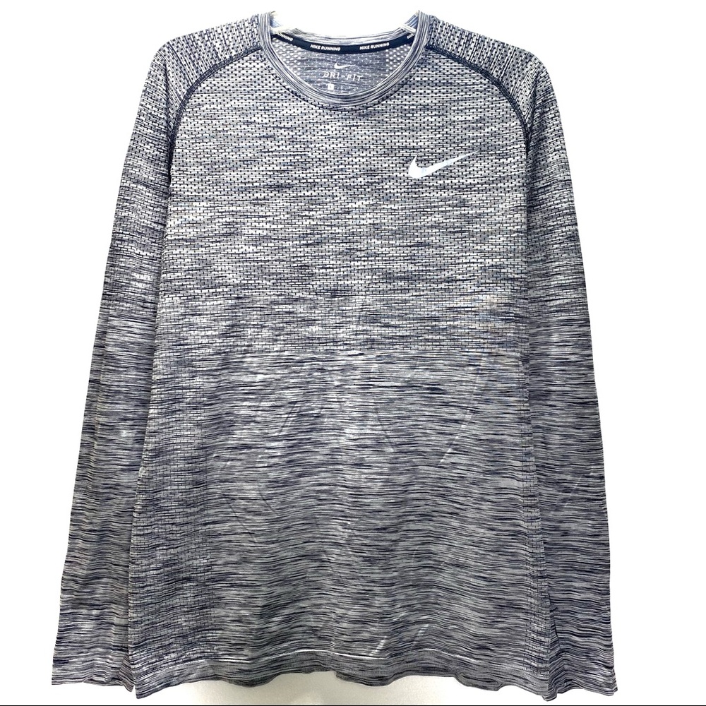 Nike Running Dri-Fit Long Sleeve Shirt With Thumbholes Mens Gray Size Large